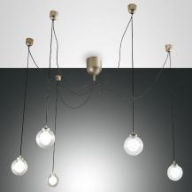 Blog 5-flammige dimmbare LED Pendelleuchte in Gold edelmatt aus Borsilicatglas von Fabas Luce