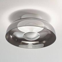 Vintage Deckenleuchte mit Rauchglas Schirm in transparent von Fabas Luce