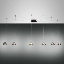 Arabella individuell verstellbare 6-flammige LED-Pendelleuchte Rauchglas Fabas Luce