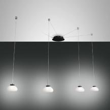 Arabella anpassungsfähige 4-flammige LED-Pendelleuchte in Weiss aus Glas von Fabas Luce