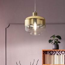 Cathy Pendelleuchte transparent mit Farbverlauf gold geblasenes Glas von Fabas Luce