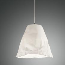 Crumple Pendelleuchte aus handgemachter Keramik im Knitter-Look in Weiss von Fabas Luce Ø30CM