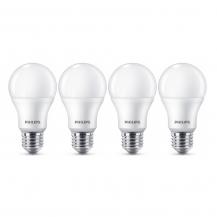 4er Set PHILIPS LED-Lampen E27 Standardfassung 8W wie 60W Warmweißes Licht - augenschonend