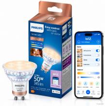 PHILIPS WiZ Smart LED GU10 4,7W wie 50W 345lm 2700–6500K dimmbar Matter Glas