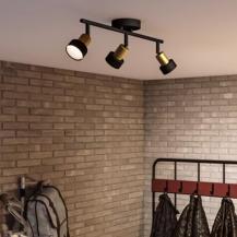 Philips 3er Conduit Decken-/Wandspot in Schwarz/Gold mit 3 x GU10 Fassung IP20