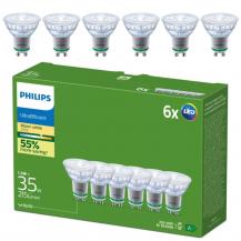 6er Set  Philips UltraEfficient LED GU10 Spot 2,3W wie 35W 36° 2700K Warmweiß – energieeffiziente Spotbeleuchtung