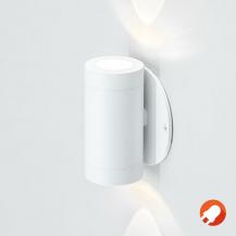 EVN Moderne Balkon- und Terrassenlampe up&down 2-flg  weiß IP44 warmweißes Licht