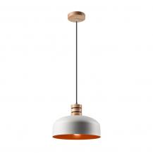 Bioledex Retro Pendelleuchte 30cm E27 weiß-orange Metall, Holz