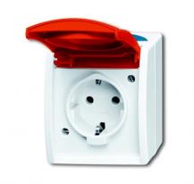 Busch-Jaeger 20 EW/DVN-53 SCHUKO® Steckdose mit rotem Klappdeckel