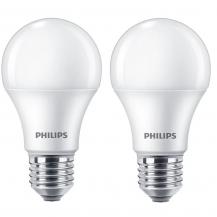 Aktion: Nur noch angezeigter Bestand verfügbar:   2er Pack PHILIPS E27 LED Leuchtmittel 8,5W wie 75W neutralweißes Licht blendreduziert opalmattiert