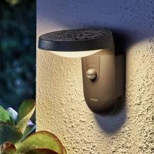 Philips Wandleuchte Tyla in Anthrazit mit Bewegungsmelder und Dämmerungssensor warmweißes Licht